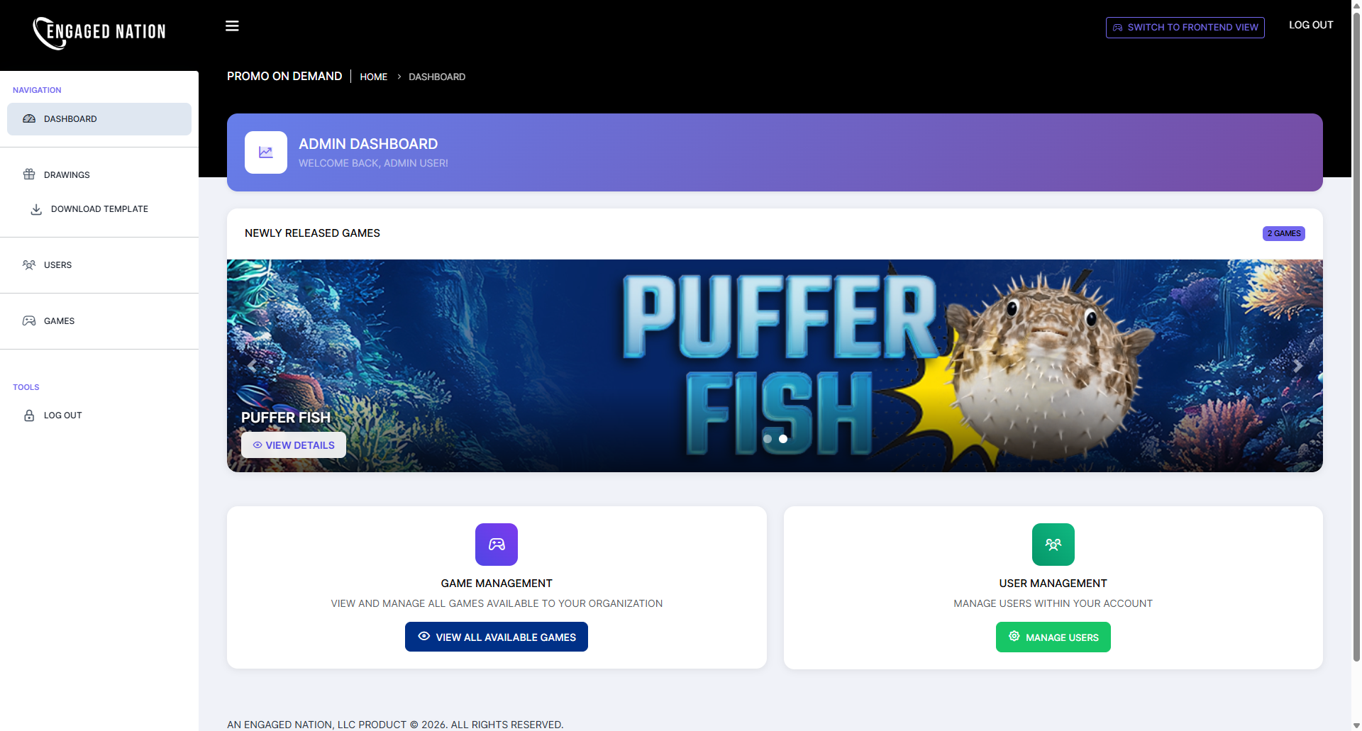 Promo on Demand dashboard